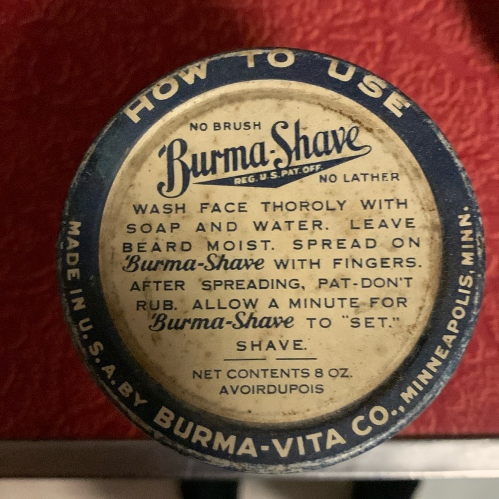 Rare vintage cobalt blue Burma-Shave jar